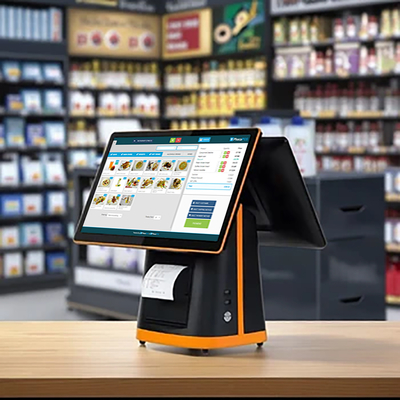 Máy POS AIO 15 inch Màn hình cảm ứng kép POS cho hoạt động thu ngân Hoàn hảo cho hoạt động bán lẻ